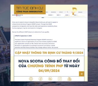 Nova Scotia Công bố Thay đổi Chương trình PNP từ ngày 04/09/2024