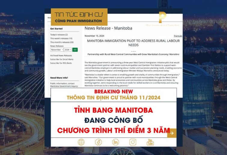 Tỉnh bang Manitoba đang công bố chương trình thí điểm 3 năm