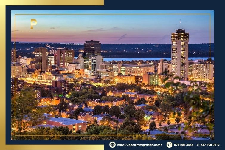 Hamilton, a city on the western shore of Lake Ontario