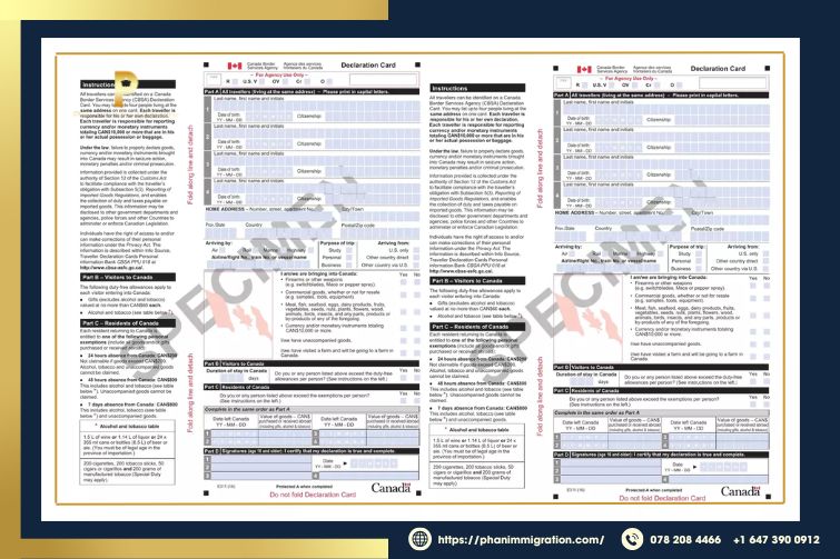Complete the E311 Declaration Card if you are carrying CAD 10,000 or more