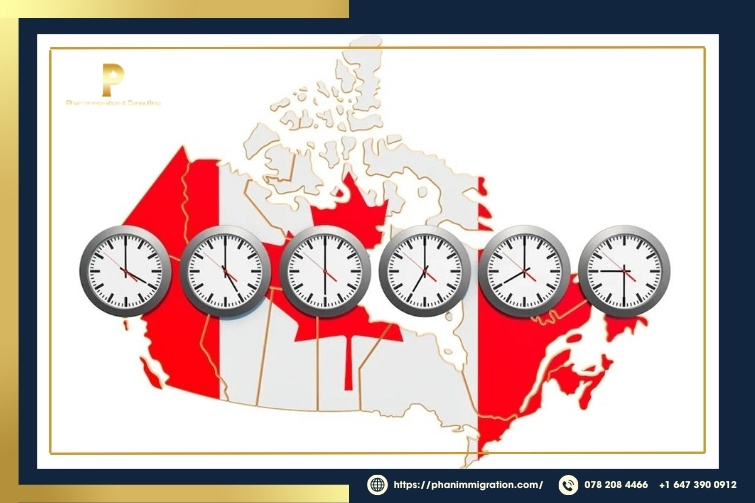 Canada sử dụng tới sáu múi giờ từ UTC - 3 đến UTC - 8