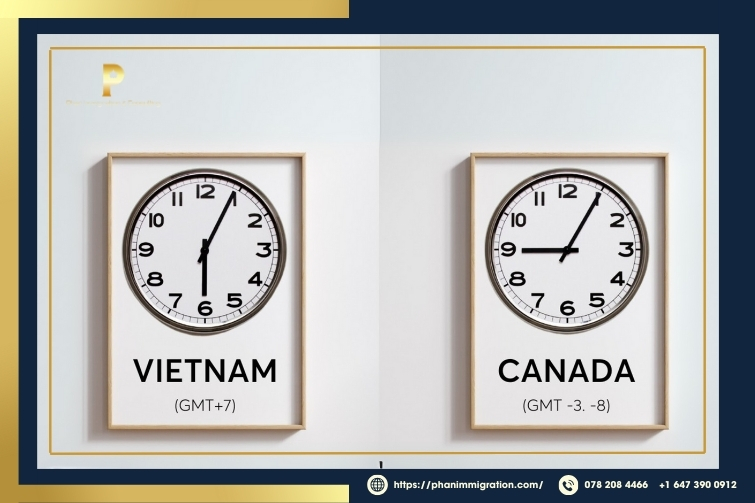 Chênh lệch múi giờ Canada – Việt Nam dao động từ 11 đến 15 tiếng tùy khu vực